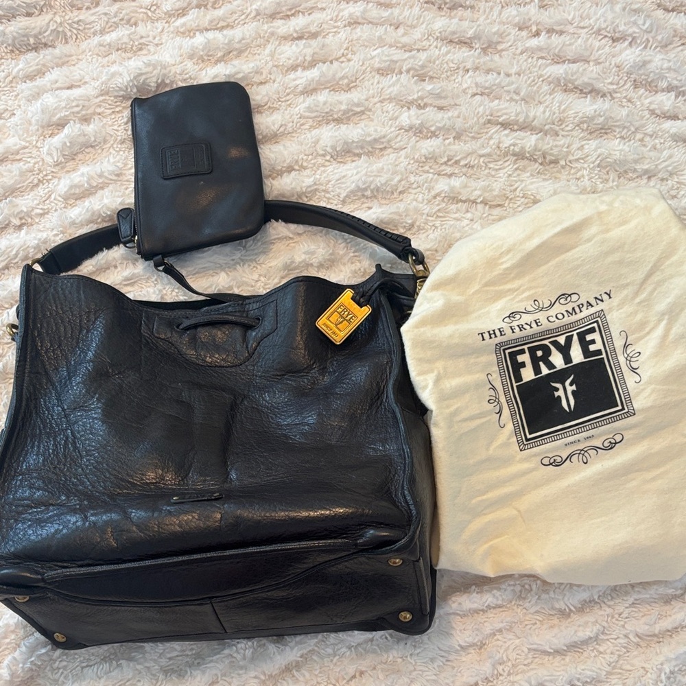 Frye Black Leather Hobo Bag